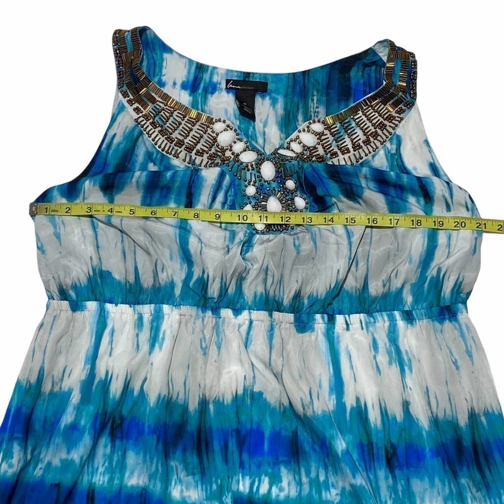 LANE Bryant Blue & White Tie Dye Sleeveless Embellished Maxi Dress - Picture 4 of 8